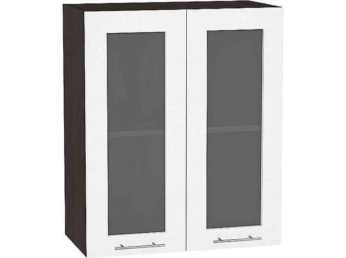 Шкаф верхний с 2-мя остекленными дверцами Валерия-М В 609 Белый металлик-Венге