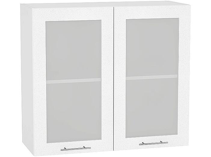 Шкаф верхний с 2-мя остекленными дверцами Валерия-М В 809 Белый металлик-Белый