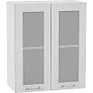 Шкаф верхний с 2-мя остекленными дверцами Валерия-М В 609 Серый металлик дождь-Белый