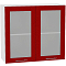 Шкаф верхний с 2-мя остекленными дверцами Валерия-М В 809 Гранатовый металлик-Белый