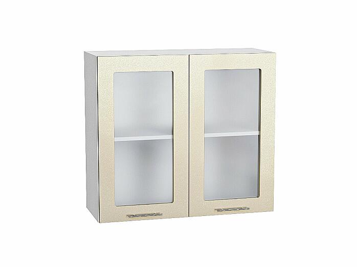 Шкаф верхний с 2-мя остекленными дверцами Валерия-М В 800 Бежевый металлик-Белый
