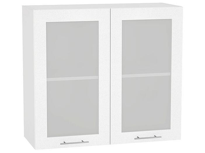 Шкаф верхний с 2-мя остекленными дверцами Валерия-М В 800 Белый металлик-Белый