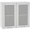 Шкаф верхний с 2-мя остекленными дверцами Валерия-М В 800 Серый металлик дождь светлый-Белый