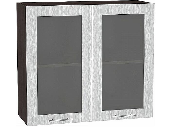 Шкаф верхний с 2-мя остекленными дверцами Валерия-М В 800 Серый металлик дождь светлый-Венге