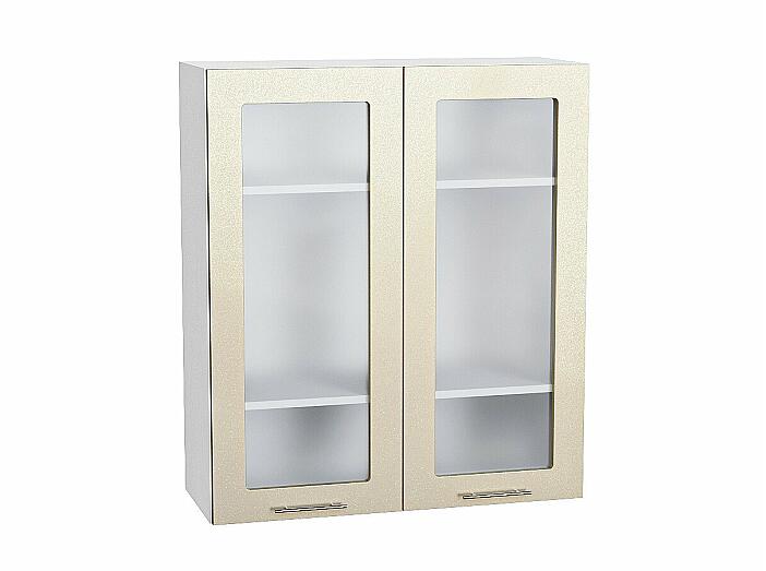 Шкаф верхний с 2-мя остекленными дверцами Валерия-М В 809 Бежевый металлик-Белый