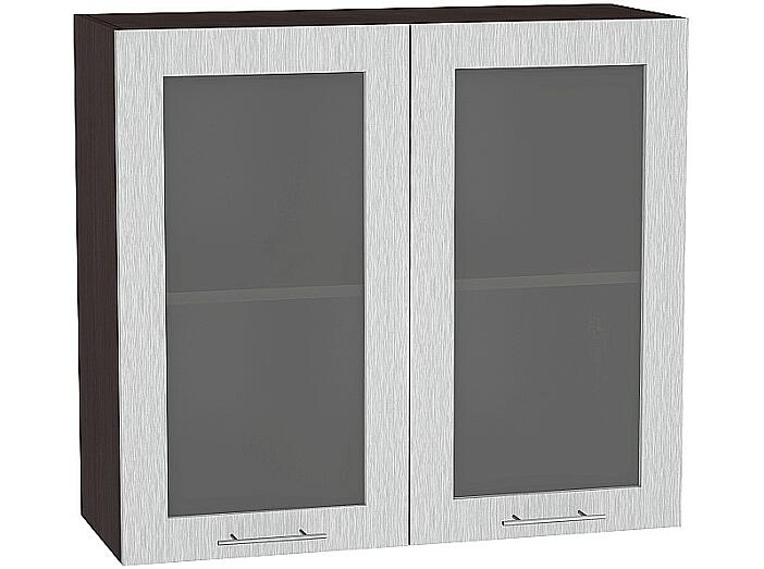Шкаф верхний с 2-мя остекленными дверцами Валерия-М В 809 Серый металлик дождь светлый-Венге