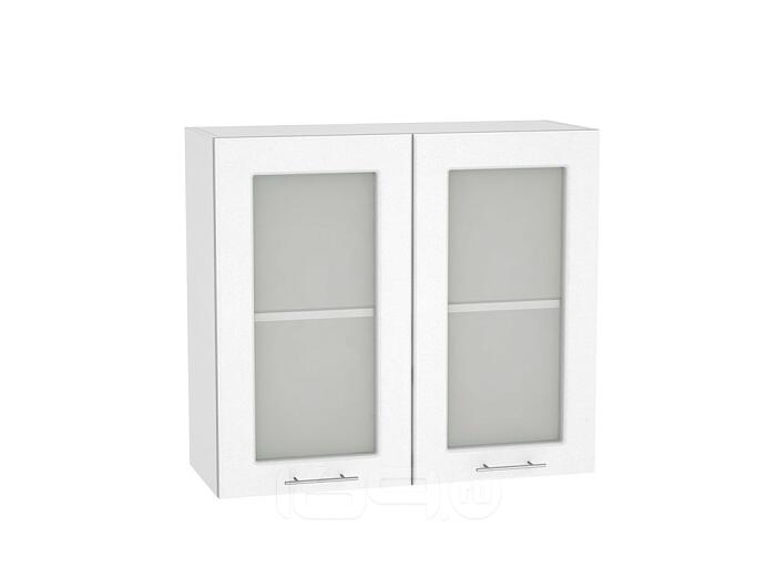 Шкаф верхний с 2-мя остекленными дверцами Вега В 800 Белый металлик-Белый