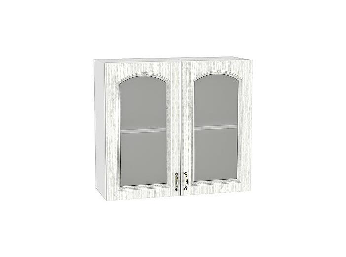Шкаф верхний с 2-мя остекленными дверцами Верона В 809 Ясень золото-Белый 
