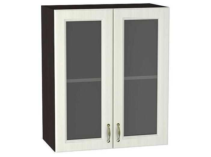 Шкаф верхний с 2-мя остекленными дверцами Виктория В 600 Белый сандал-Венге