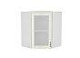 Шкаф верхний угловой остекленный Виктория ВУ 599 Белый сандал-Белый 