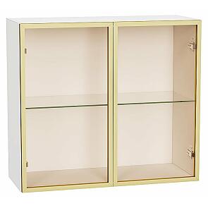Шкаф верхний с 2-мя остекленными дверцами Золотой/Белый Полки Стекло 716*800*322