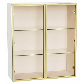 Шкаф верхний с 2-мя остекленными дверцами Золотой/Белый Полки Стекло 920*800*322