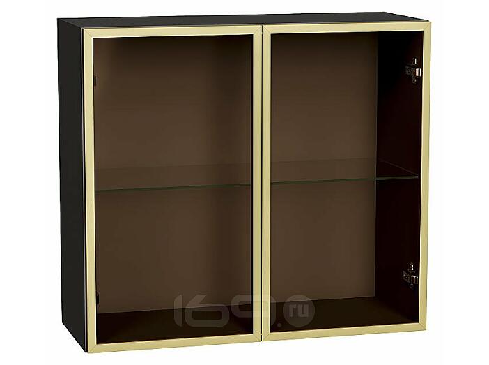 Шкаф верхний с 2-мя остекленными дверцами Золотой/Graphite Полки Стекло 716*800*322