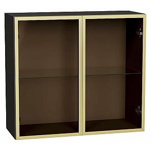 Шкаф верхний с 2-мя остекленными дверцами Золотой/Graphite Полки Стекло 716*800*322