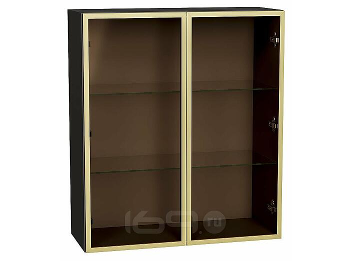 Шкаф верхний с 2-мя остекленными дверцами Золотой/Graphite Полки Стекло 920*800*322
