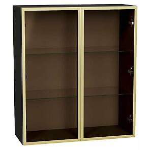 Шкаф верхний с 2-мя остекленными дверцами Золотой/Graphite Полки Стекло 920*800*322