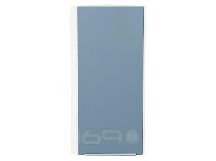 Шкаф верхний торцевой Фьюжн Silky Blue Белый 920*300*306