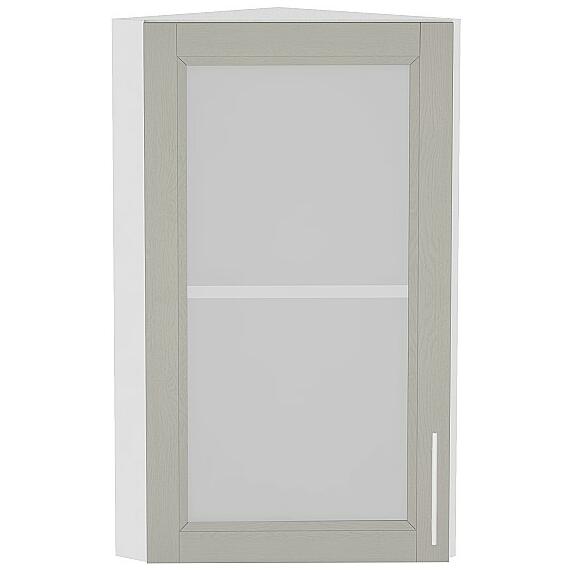 Шкаф верхний торцевой остекленный Сканди ВТ 230 Grey Softwood-Белый