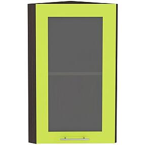 Шкаф верхний торцевой остекленный Валерия-М ВТ 230 Лайм глянец-Венге