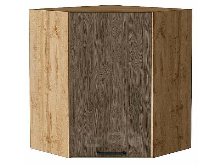 Шкаф верхний угловой Флэт Brown Casella Oak 2S/Дуб Вотан 716*600*600