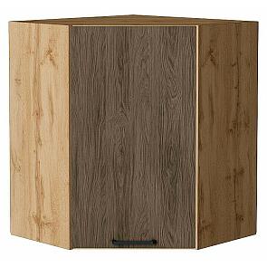 Шкаф верхний угловой Флэт Brown Casella Oak 2S/Дуб Вотан 716*600*600