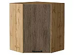 Шкаф верхний угловой Флэт Brown Casella Oak 2S/Дуб Вотан 716*600*600