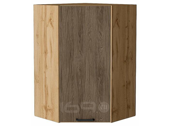 Шкаф верхний угловой Флэт Brown Casella Oak 2S/Дуб Вотан 920*600*600