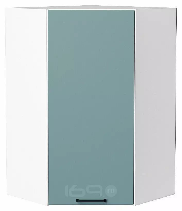 Шкаф верхний угловой Флэт Grey-green In 2S/Белый 920*600*600