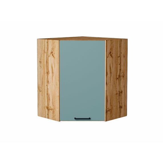 Шкаф верхний угловой Флэт Grey-green In 2S/Дуб Вотан 716*600*600
