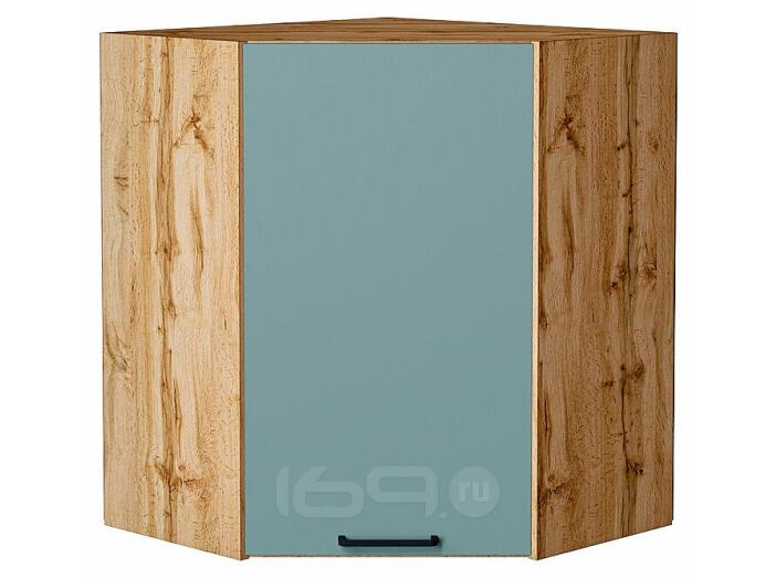 Шкаф верхний угловой Флэт Grey-green In 2S/Дуб Вотан 716*600*600