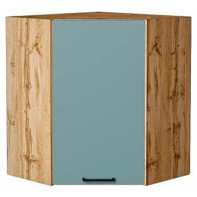 Шкаф верхний угловой Флэт Grey-green In 2S/Дуб Вотан 716*600*600