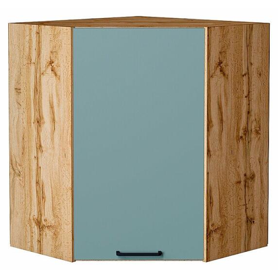 Шкаф верхний угловой Флэт Grey-green In 2S/Дуб Вотан 716*600*600