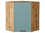 Шкаф верхний угловой Флэт Grey-green In 2S/Дуб Вотан 716*600*600
