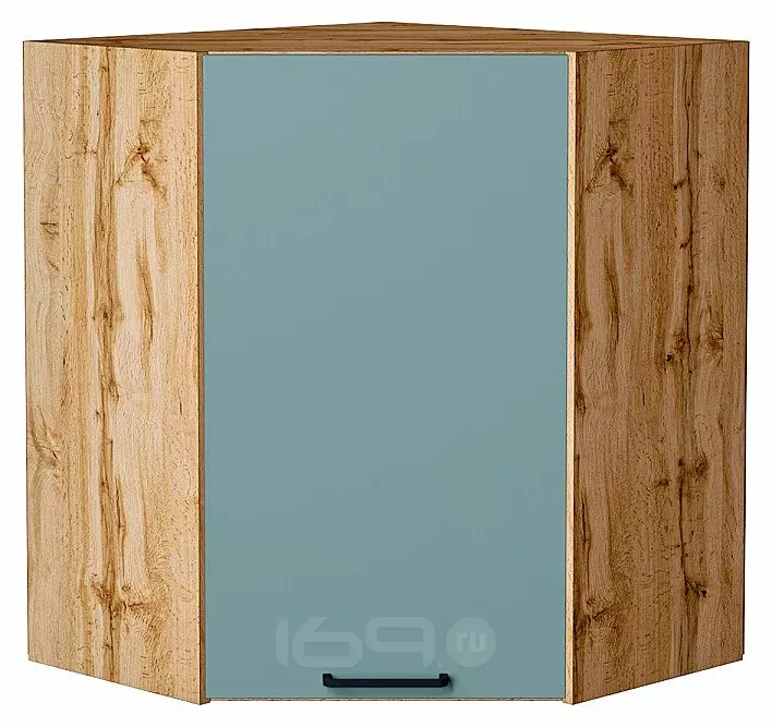 Шкаф верхний угловой Флэт Grey-green In 2S/Дуб Вотан 716*600*600