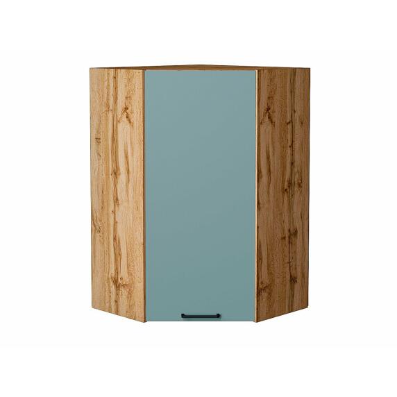 Шкаф верхний угловой Флэт Grey-green In 2S/Дуб Вотан 920*600*600