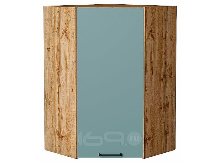 Шкаф верхний угловой Флэт Grey-green In 2S/Дуб Вотан 920*600*600