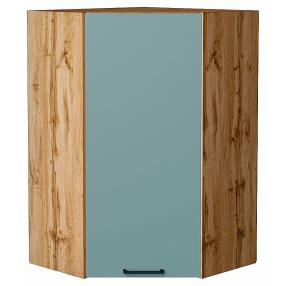 Шкаф верхний угловой Флэт Grey-green In 2S/Дуб Вотан 920*600*600