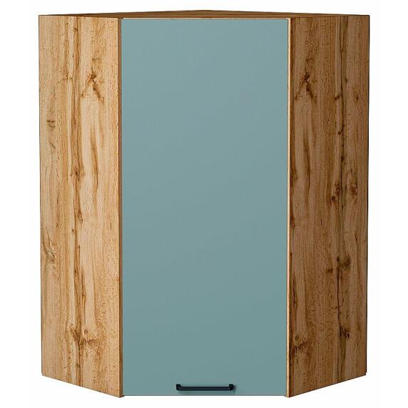 Шкаф верхний угловой Флэт Grey-green In 2S/Дуб Вотан 920*600*600