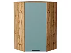 Шкаф верхний угловой Флэт Grey-green In 2S/Дуб Вотан 920*600*600