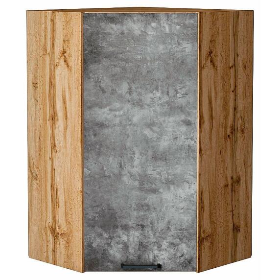 Шкаф верхний угловой Флэт Temple Stone 2S/Дуб Вотан 920*600*600