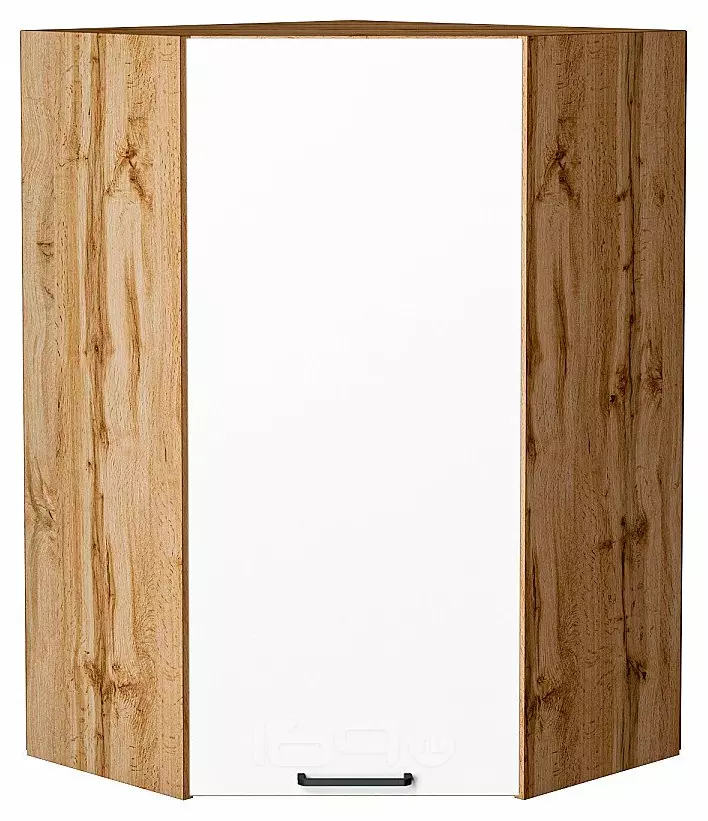 Шкаф верхний угловой Флэт White In 2S/Дуб Вотан 920*600*600