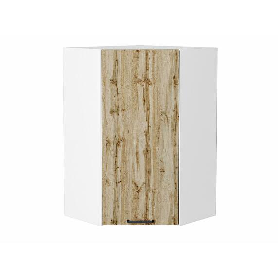 Шкаф верхний угловой Флэт Wotan Oak 2S/Белый 920*600*600