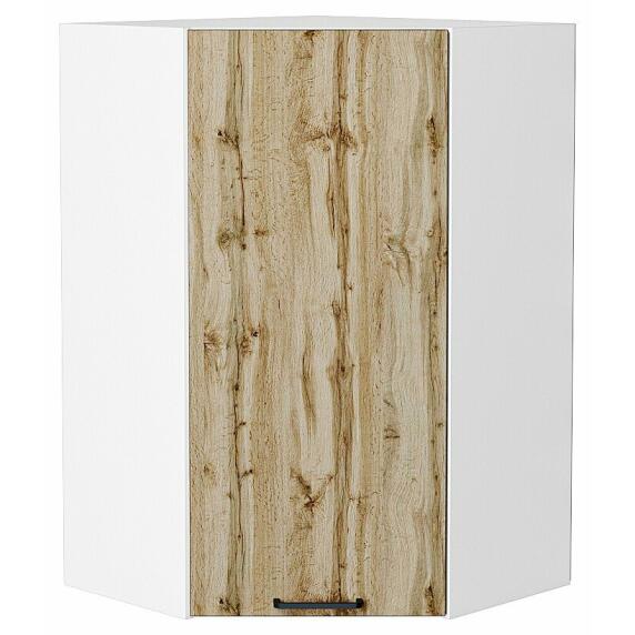 Шкаф верхний угловой Флэт Wotan Oak 2S/Белый 920*600*600