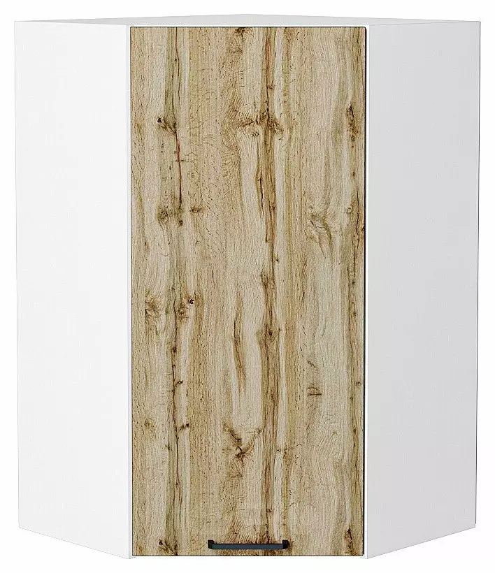 Шкаф верхний угловой Флэт Wotan Oak 2S/Белый 920*600*600