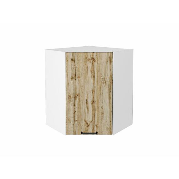 Шкаф верхний угловой Флэт Wotan Oak 2S/Белый 716*600*600