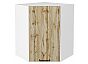 Шкаф верхний угловой Флэт Wotan Oak 2S/Белый 716*600*600