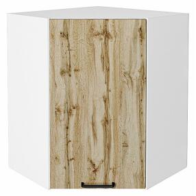 Шкаф верхний угловой Флэт Wotan Oak 2S/Белый 716*600*600