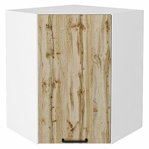 Шкаф верхний угловой Флэт Wotan Oak 2S/Белый 716*600*600