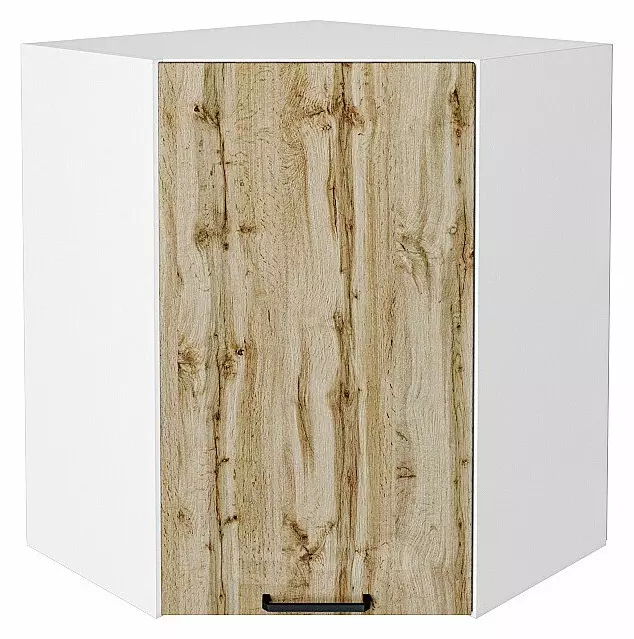Шкаф верхний угловой Флэт Wotan Oak 2S/Белый 716*600*600