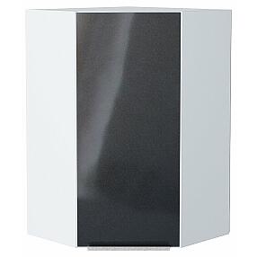 Шкаф верхний угловой Фьюжн Anthracite Белый 920*600*600